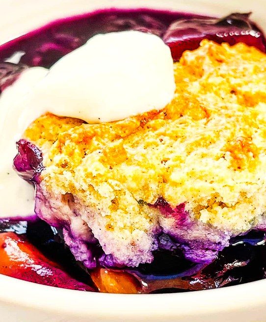 PEACH BLUEBERRY COBBLER